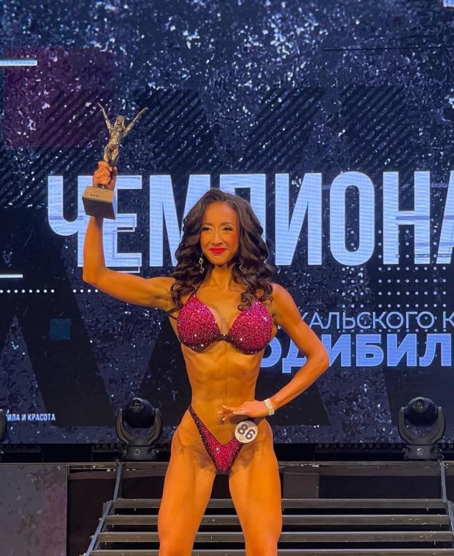 Анастасия Пронина после победы на чемпионате Забайкальского края по бодибилдингу